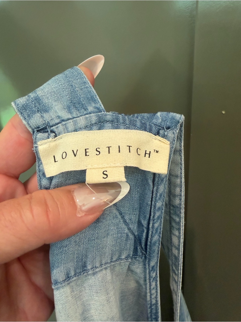 Light Wash Denim Jumpsuit with Drawstring Waist - Picture 10 of 10